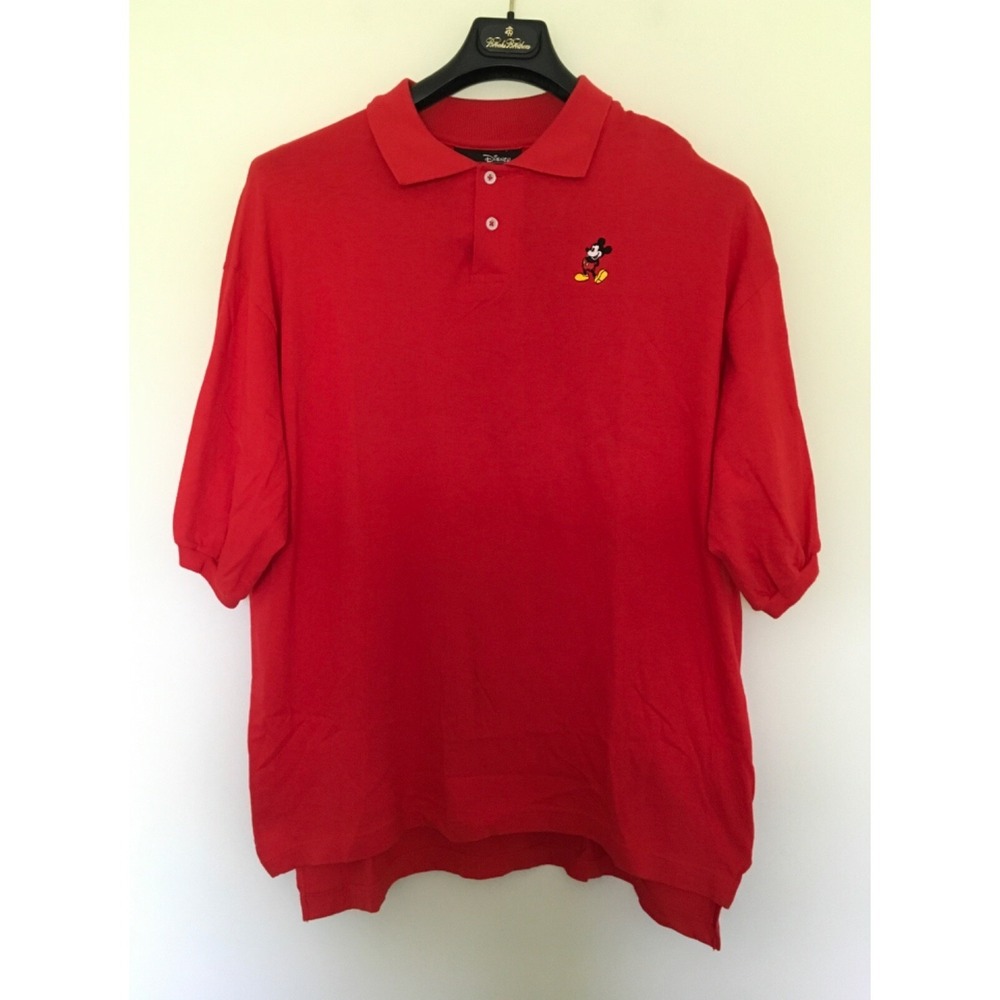 VTG USA Made Disney Originals Red Polo Shirt Mens Sz L Mickey Mouse Embroidered